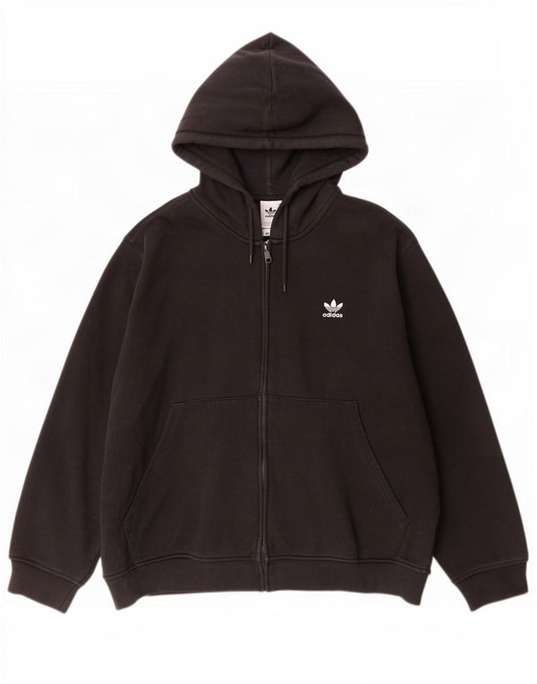 Felpa con cappuccio e zip Adidas da uomo 2XL in cotone nero