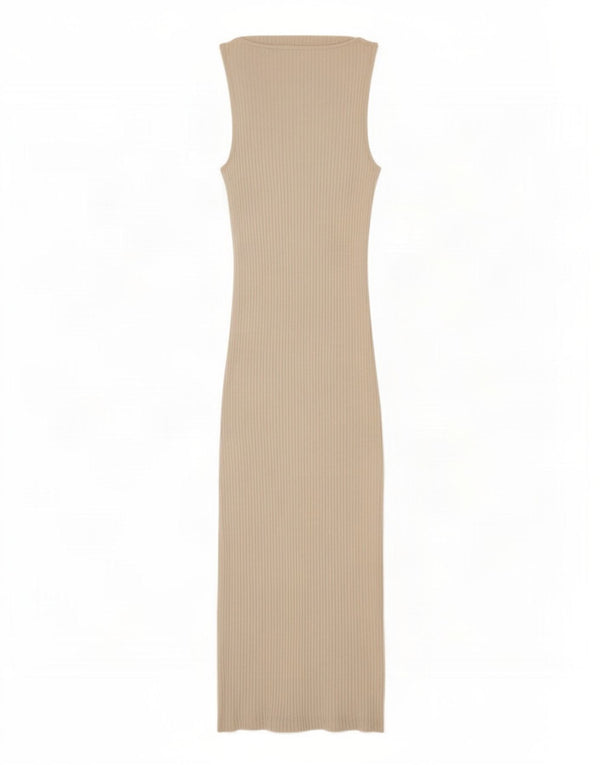 Vestito aderente senza maniche maxi da donna Zara UK 10 piccolo in cotone beige