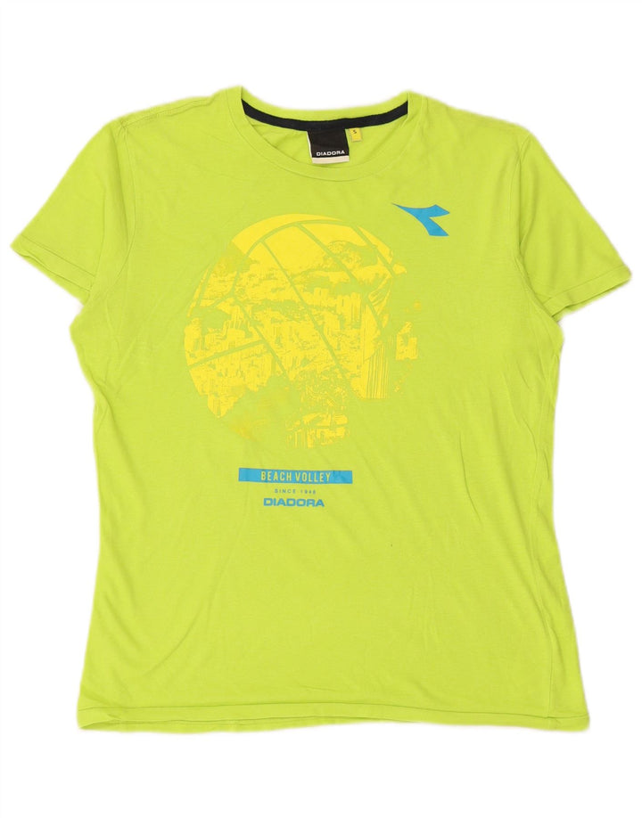 DIADORA T-shirt grafica da uomo Top Small in cotone verde