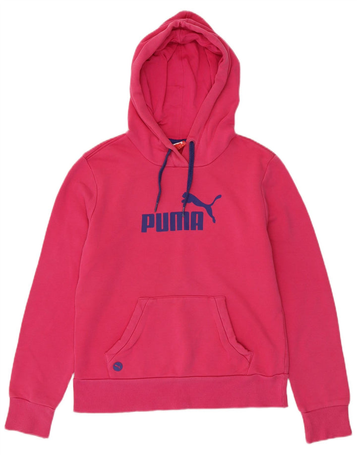 PUMA Felpa con cappuccio grafica da donna UK 12 Cotone rosa medio