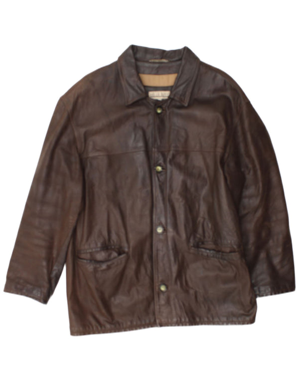 Vintage Mens Leather Coat UK 38 Medium Brown Leather