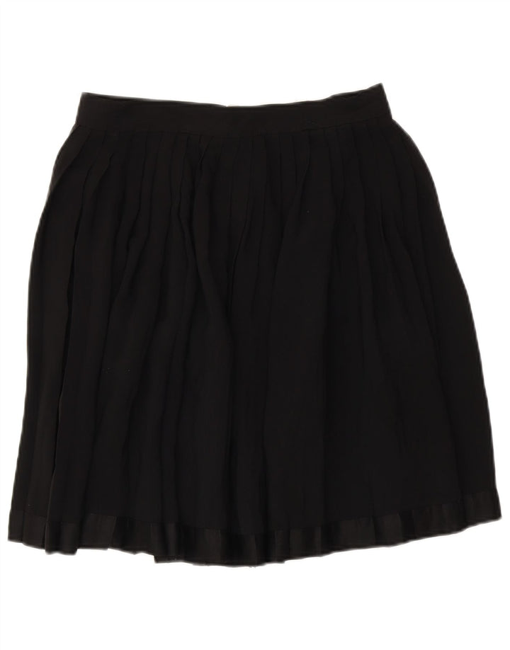 VINTAGE Womens Pleated Skirt IT 44 Medium W28 Black Acetate