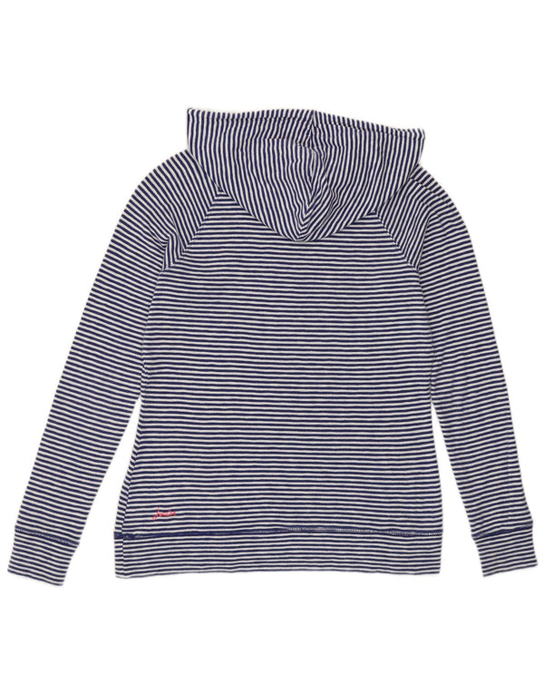 JOULES Womens Hooded Jumper Sweater UK 12 Medium Navy Blue Pinstripe