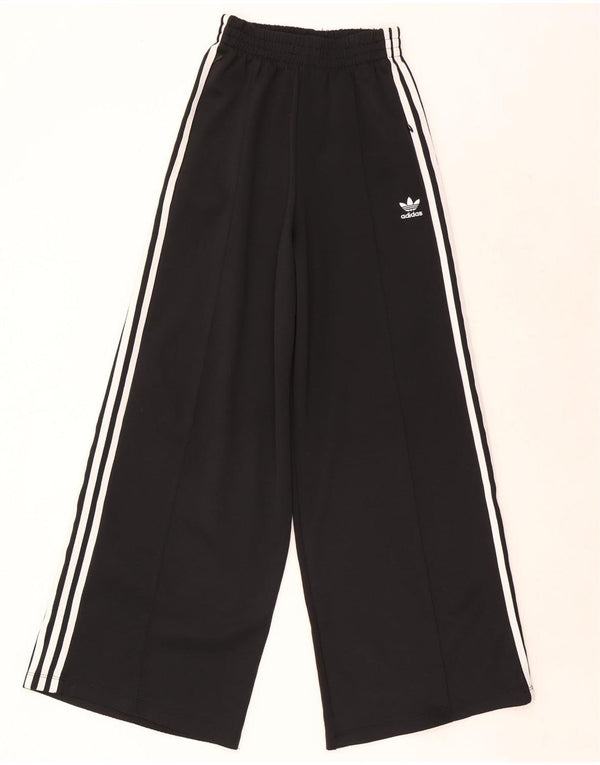 Pantaloni da tuta da donna Adidas a gamba larga UK 6 XS poliestere nero