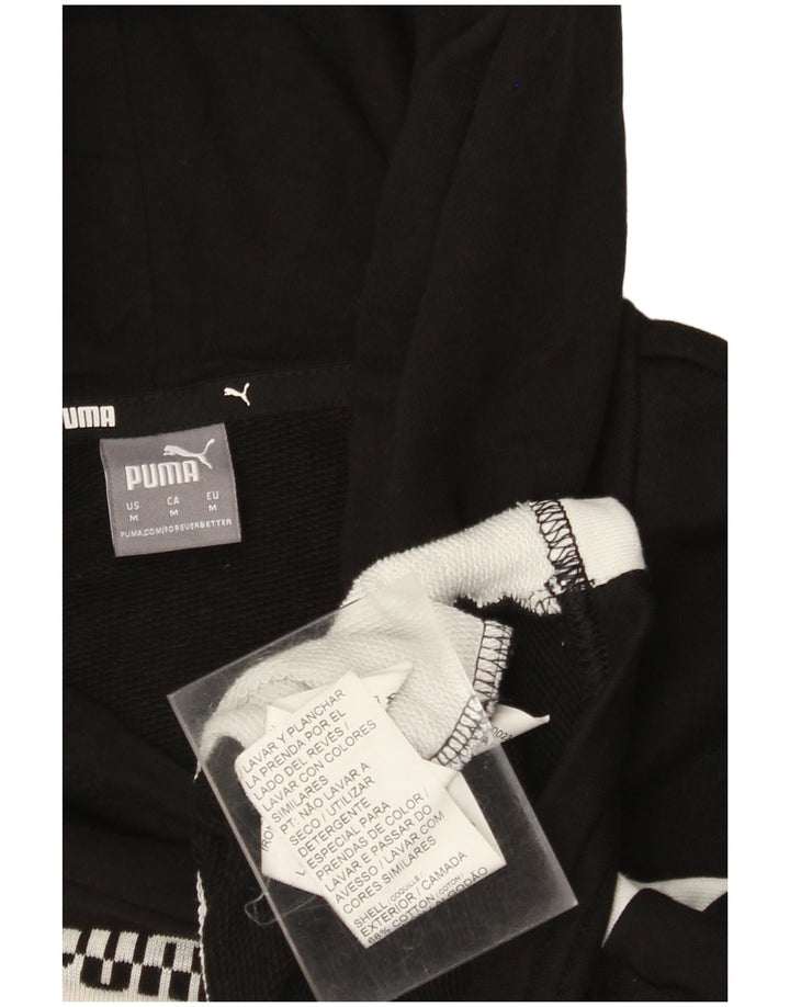 PUMA Maglia corta oversize con cappuccio da donna UK 14 Medium Black Colourblock