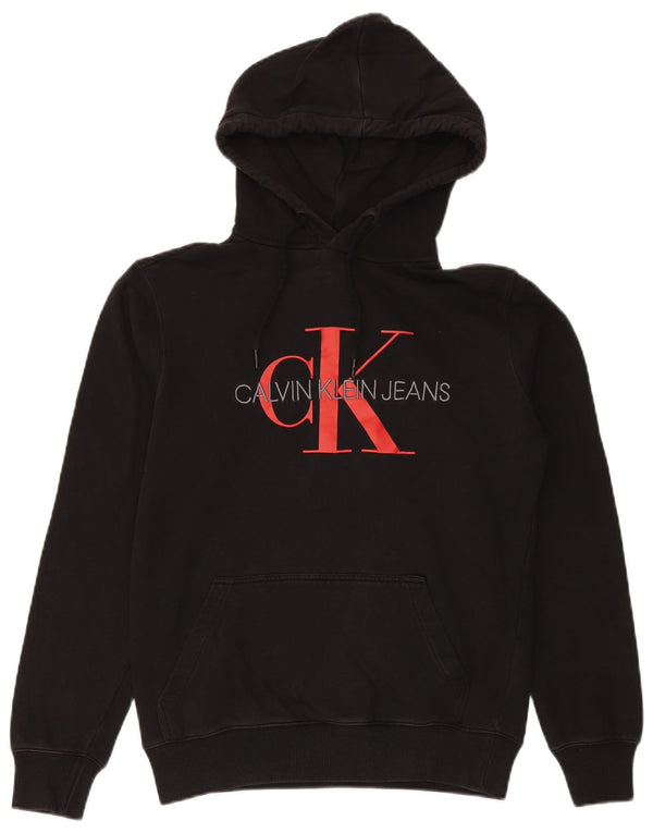 Felpa con cappuccio grafica da uomo Calvin Klein Jeans XS in cotone nero