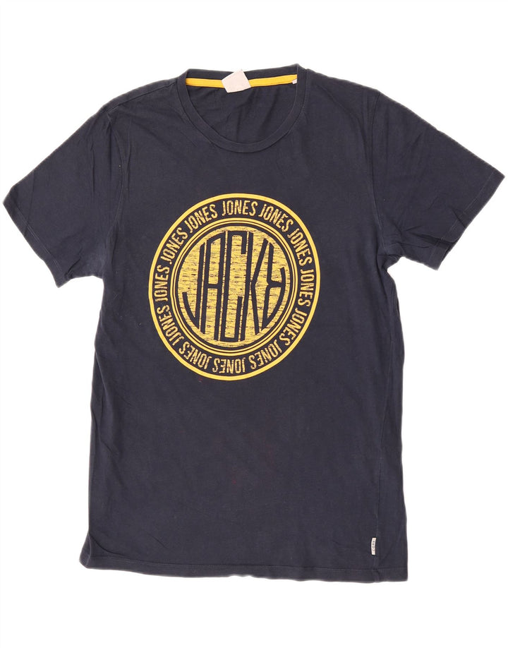 T-shirt grafica da donna Jack & Jones Top grande in cotone blu navy
