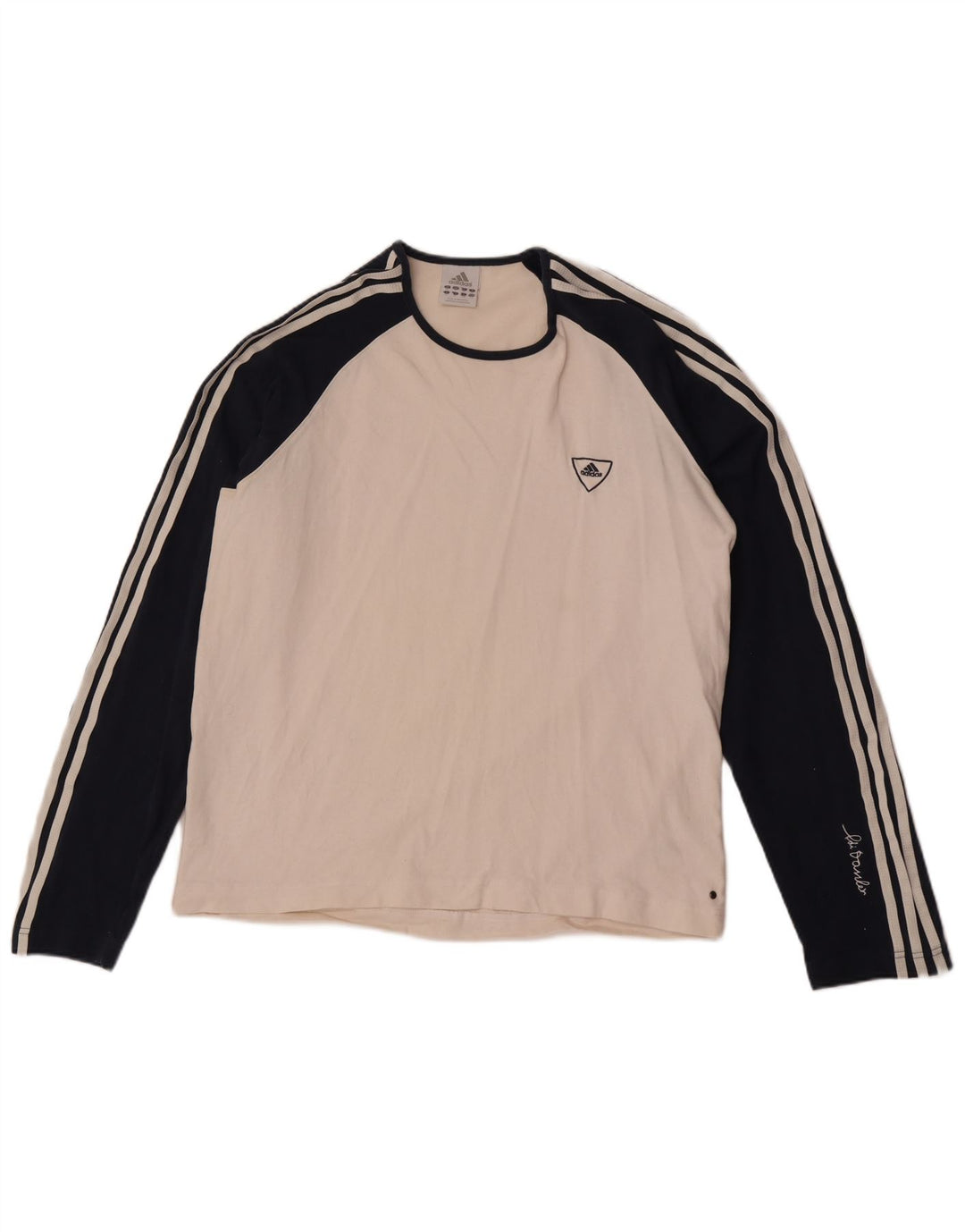 Maglia Adidas da uomo a maniche lunghe XL in cotone color block bianco