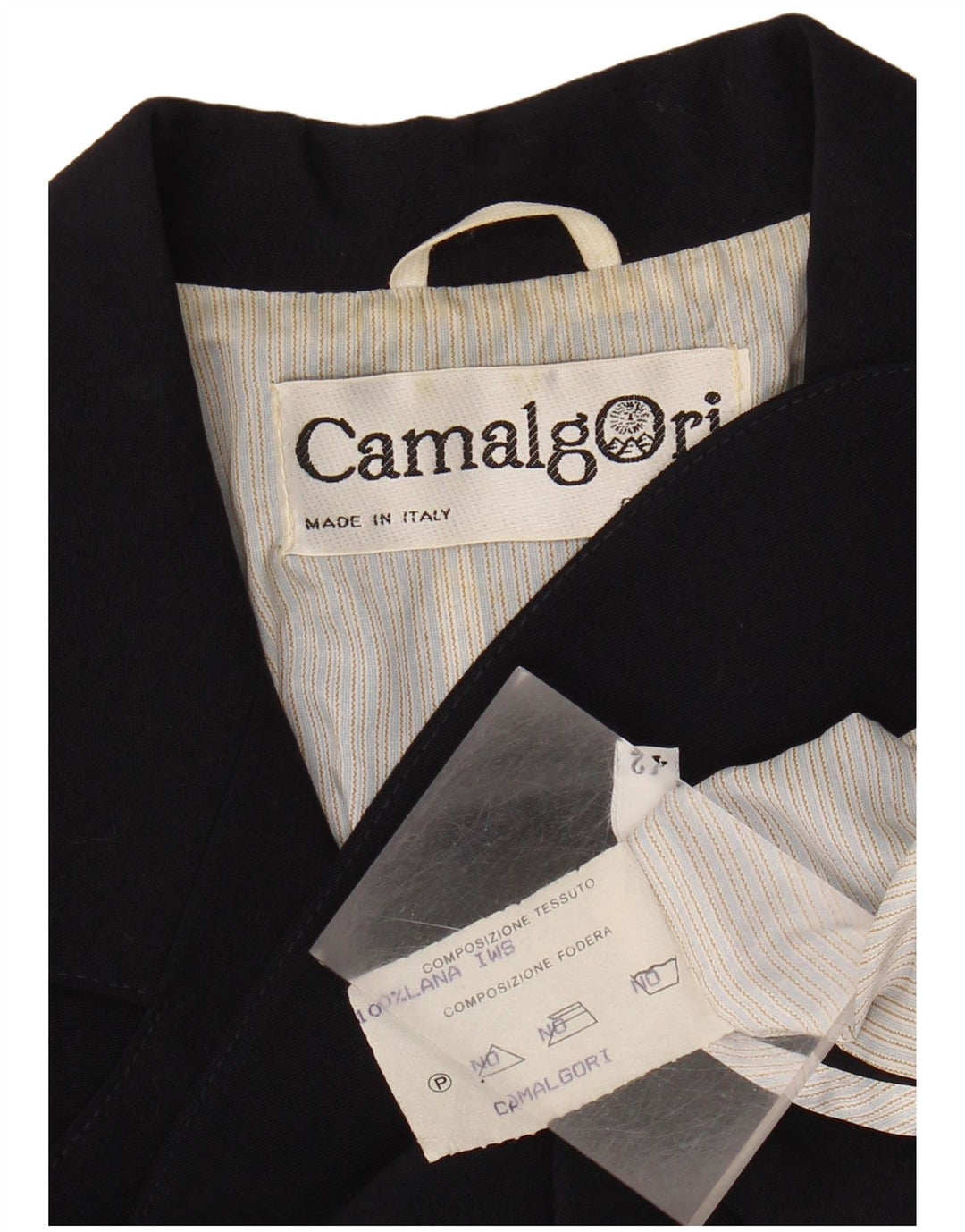 VINTAGE Womens 2 Button Blazer Jacket IT 42 Medium Navy Blue Wool