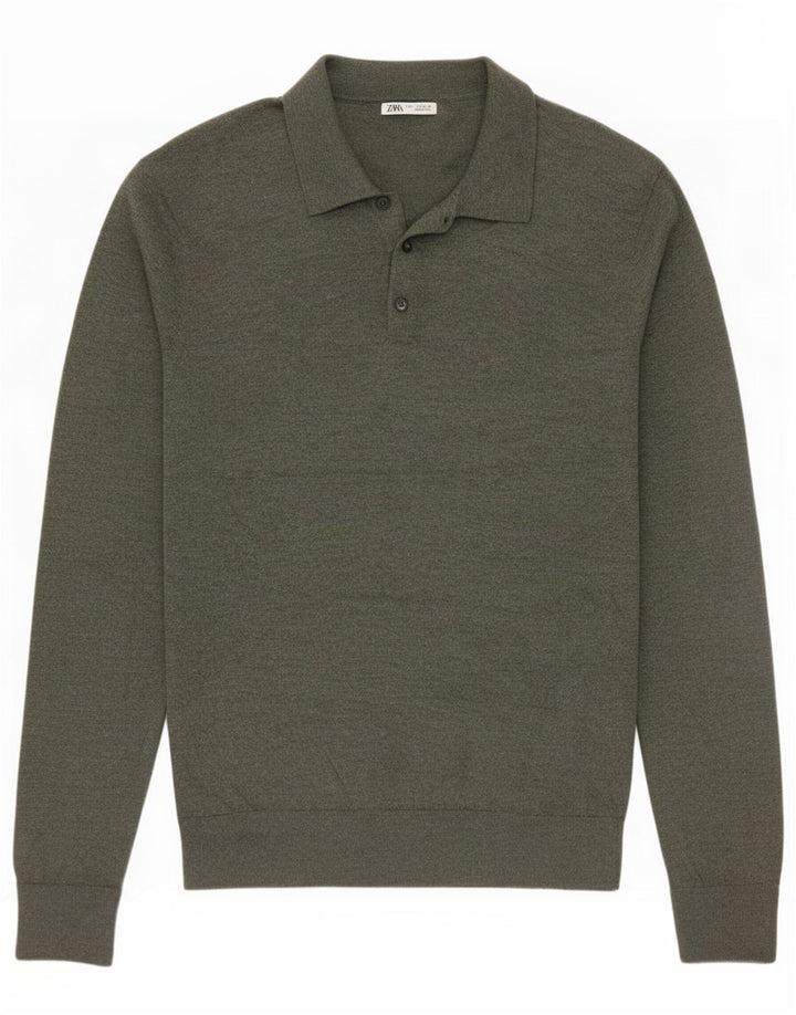 Maglione Zara da uomo con collo alto, colore kaki medio