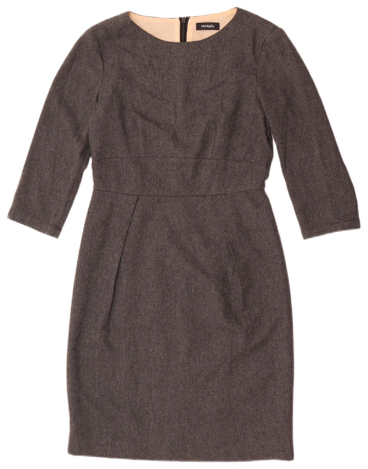 Max & Co. Abito tubino con maniche a 3/4 da donna UK 8 Piccolo grigio a spina di pesce