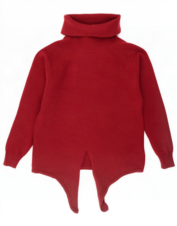 Massimo Dutti Maglione corto da donna con collo alto e collo alto UK 12 Borgogna medio