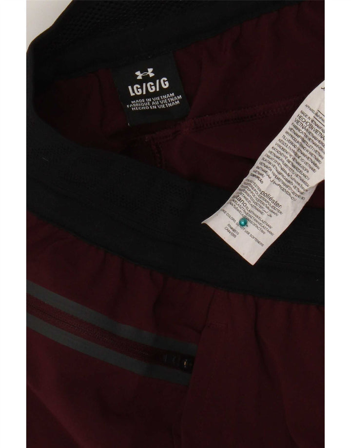 Pantaloncini sportivi da uomo Under Armour grandi in poliestere color block bordeaux
