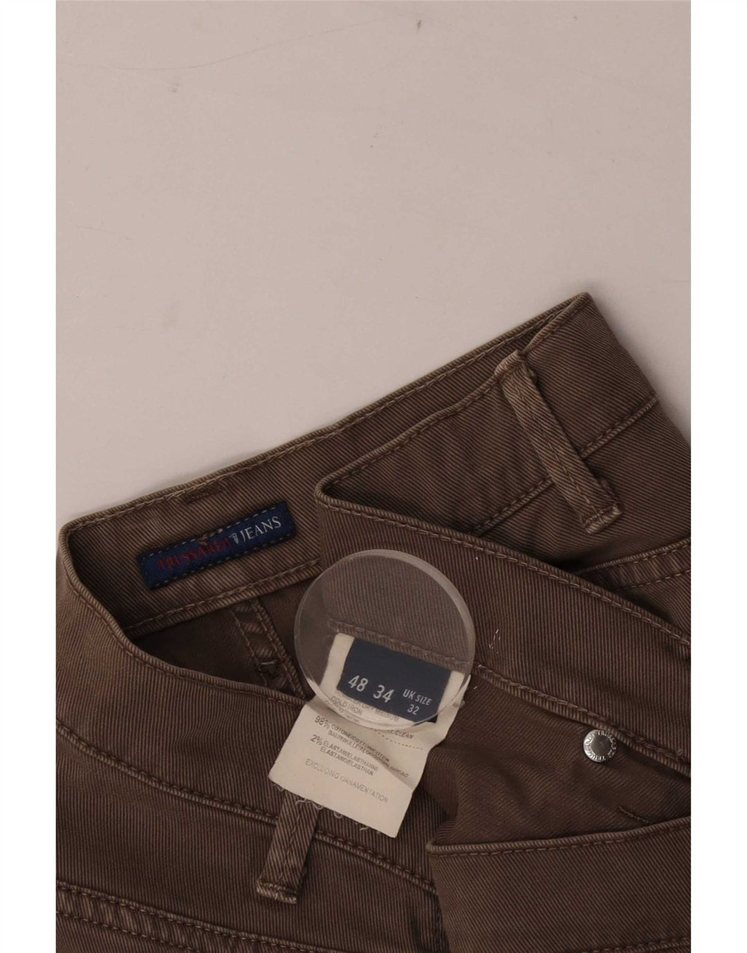 Jeans Straight Uomo Trussardi W32 L33 Cotone Marrone
