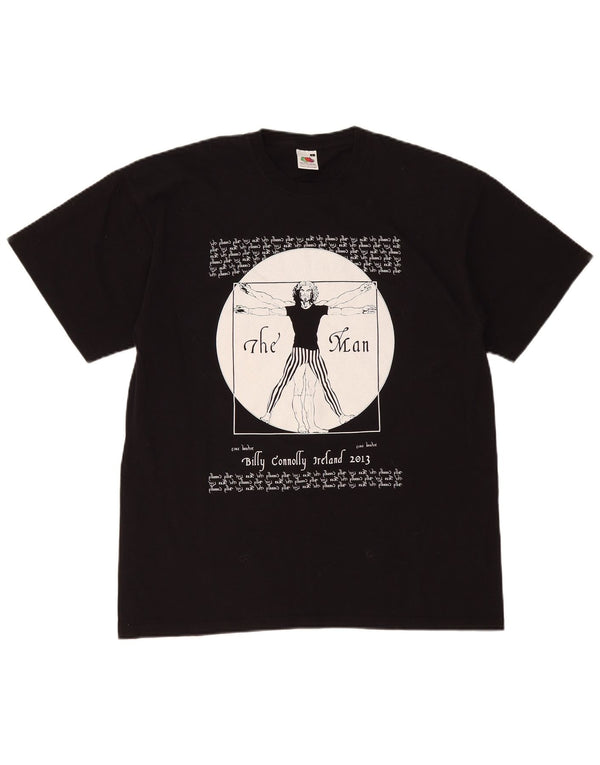 T-shirt grafica da uomo Fruit Of The Loom Top grande in cotone nero