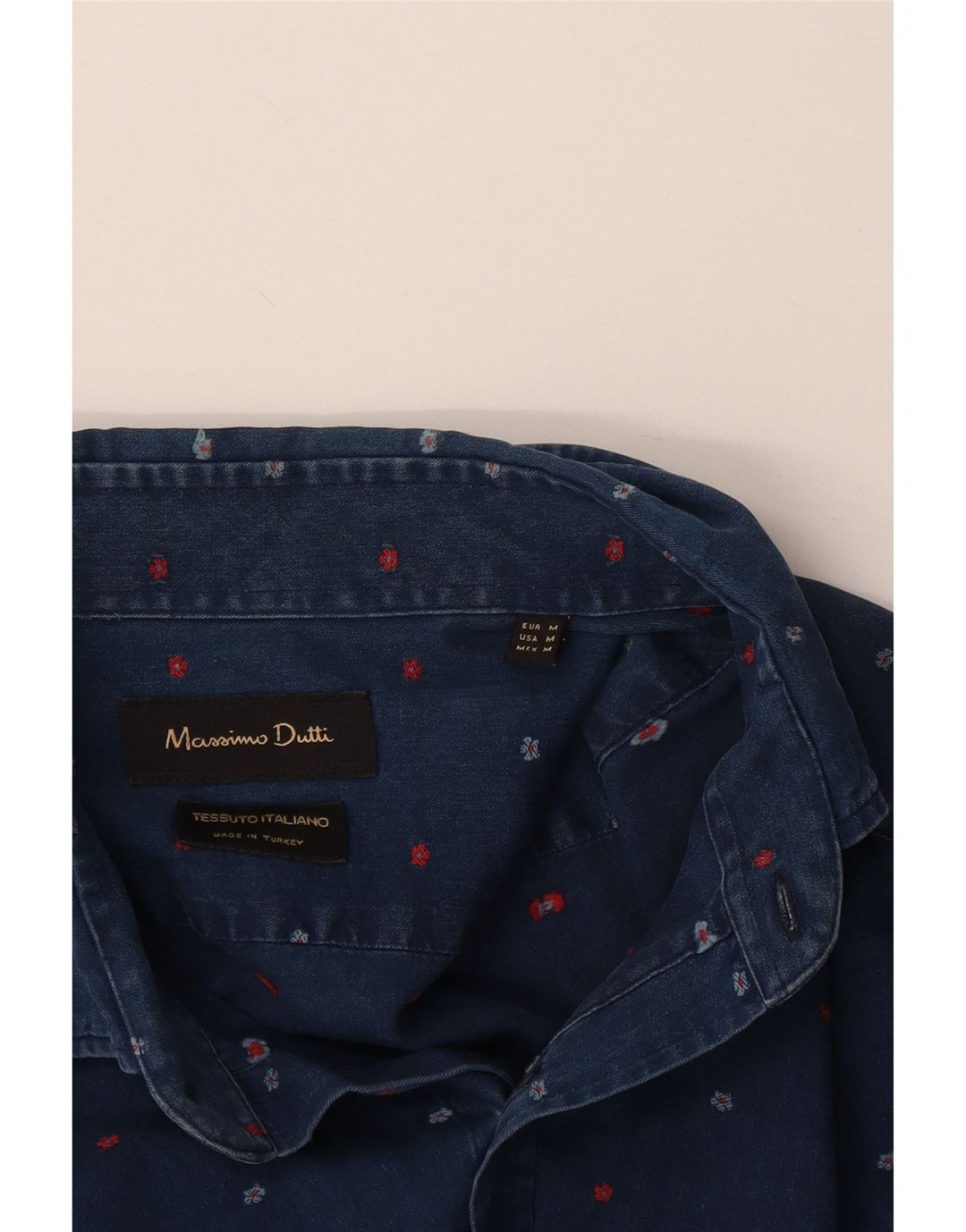 Camicia di jeans da uomo Massimo Dutti blu navy medio floreale