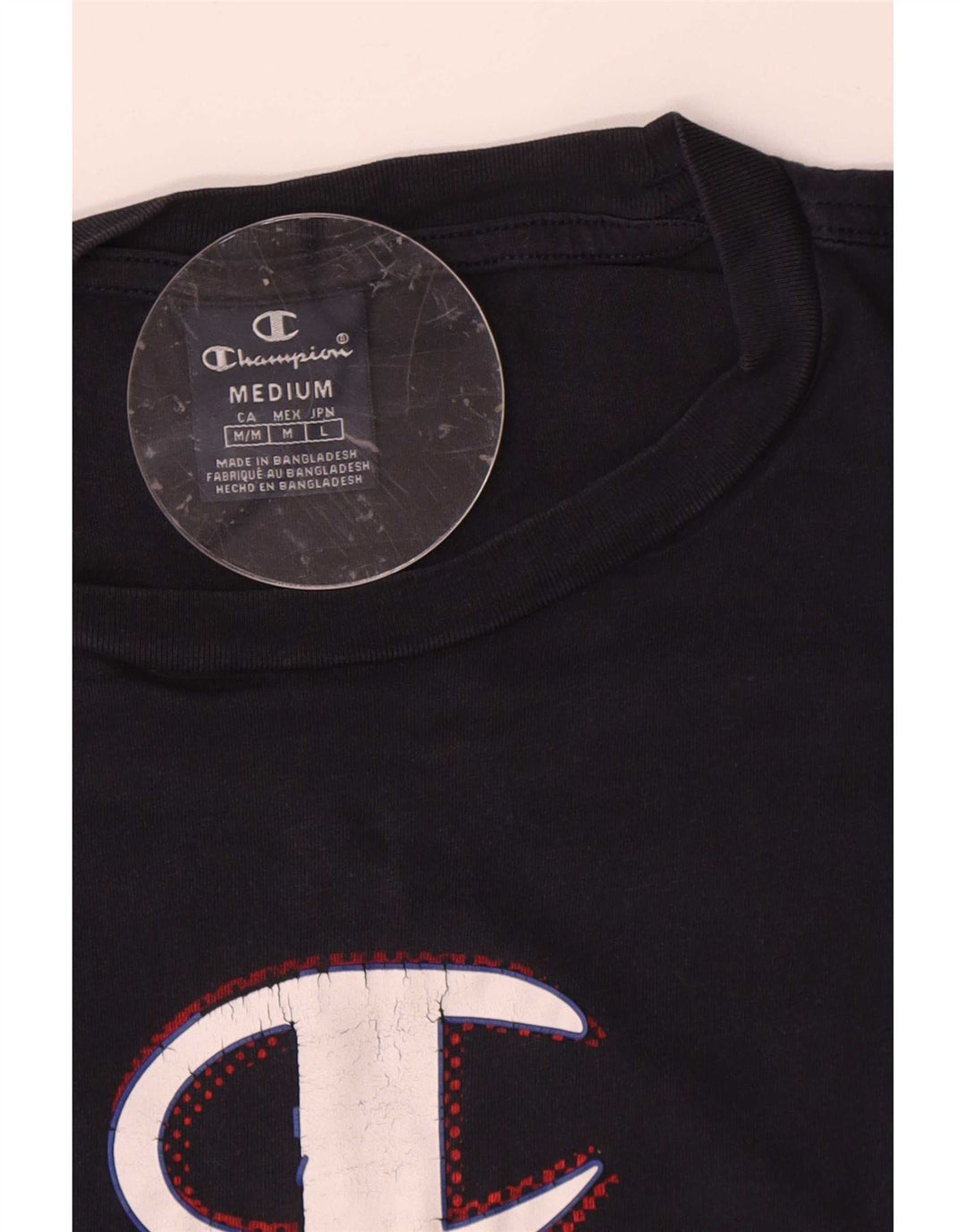 Champion Top grafico da uomo a maniche lunghe in cotone blu navy medio