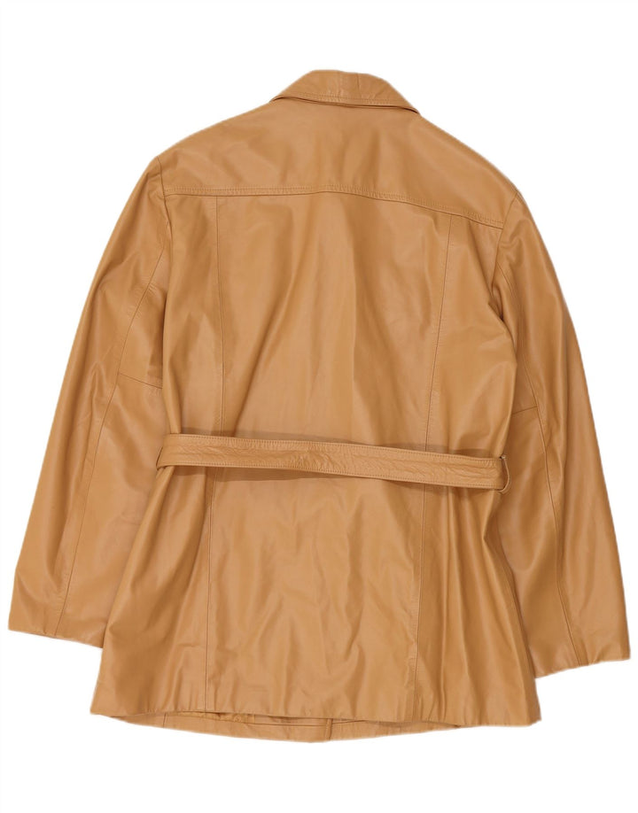Giacca in pelle da donna Benetton UK 16 grande in pelle beige