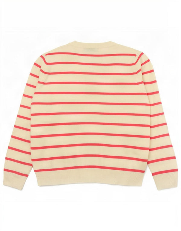 Maglione da donna con scollo a V Marks & Spencer UK 14 a righe rosa medio