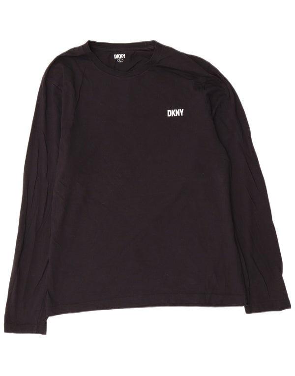 Dkny Top da uomo a manica lunga grande in cotone nero
