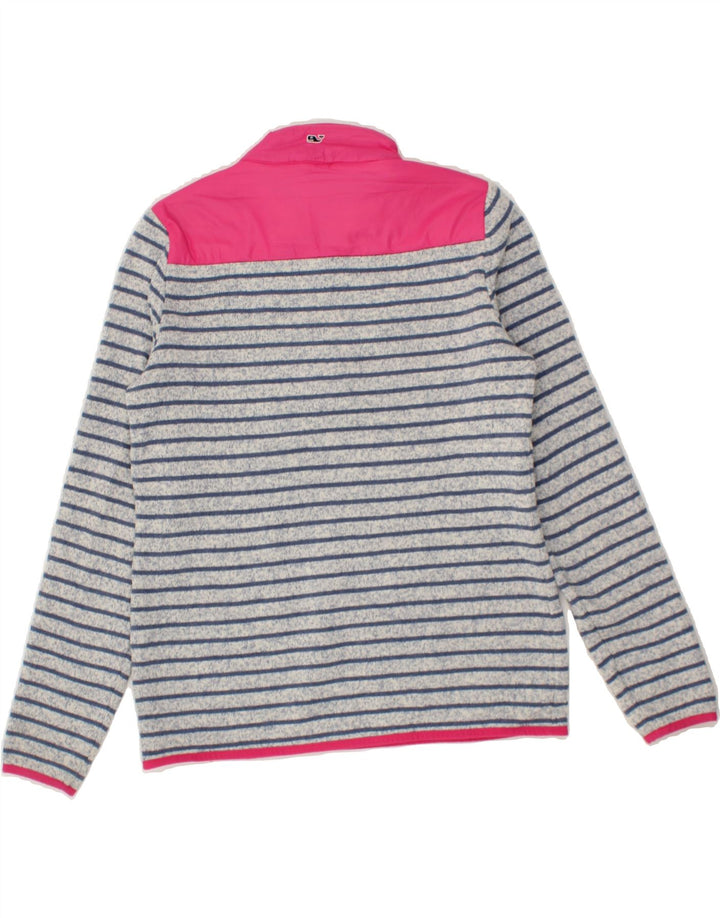 VINEYARD VINES Womens Zip Neck Sweatshirt Jumper UK 10 Small Blue Striped Vintage Vineyard Vines and Second-Hand Vineyard Vines from Messina Hembry 