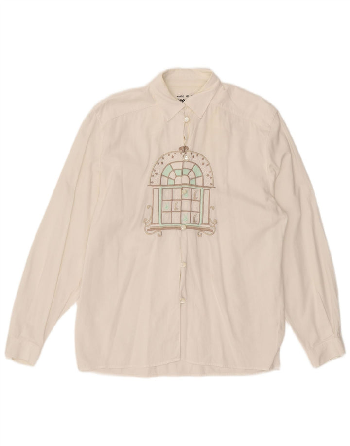 Camicia grafica da donna Enara Camice UK 14 cotone bianco medio