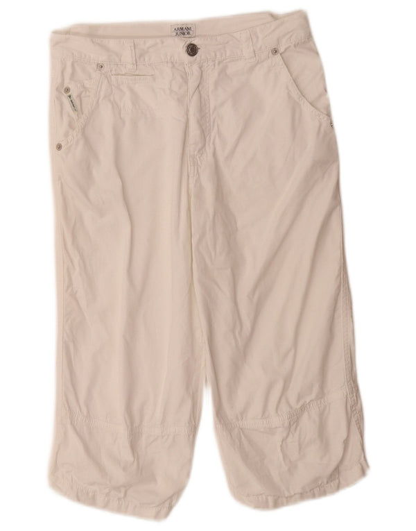 Pantaloni Capri dritti da bambino Armani 10-11 anni W26 L17 cotone bianco
