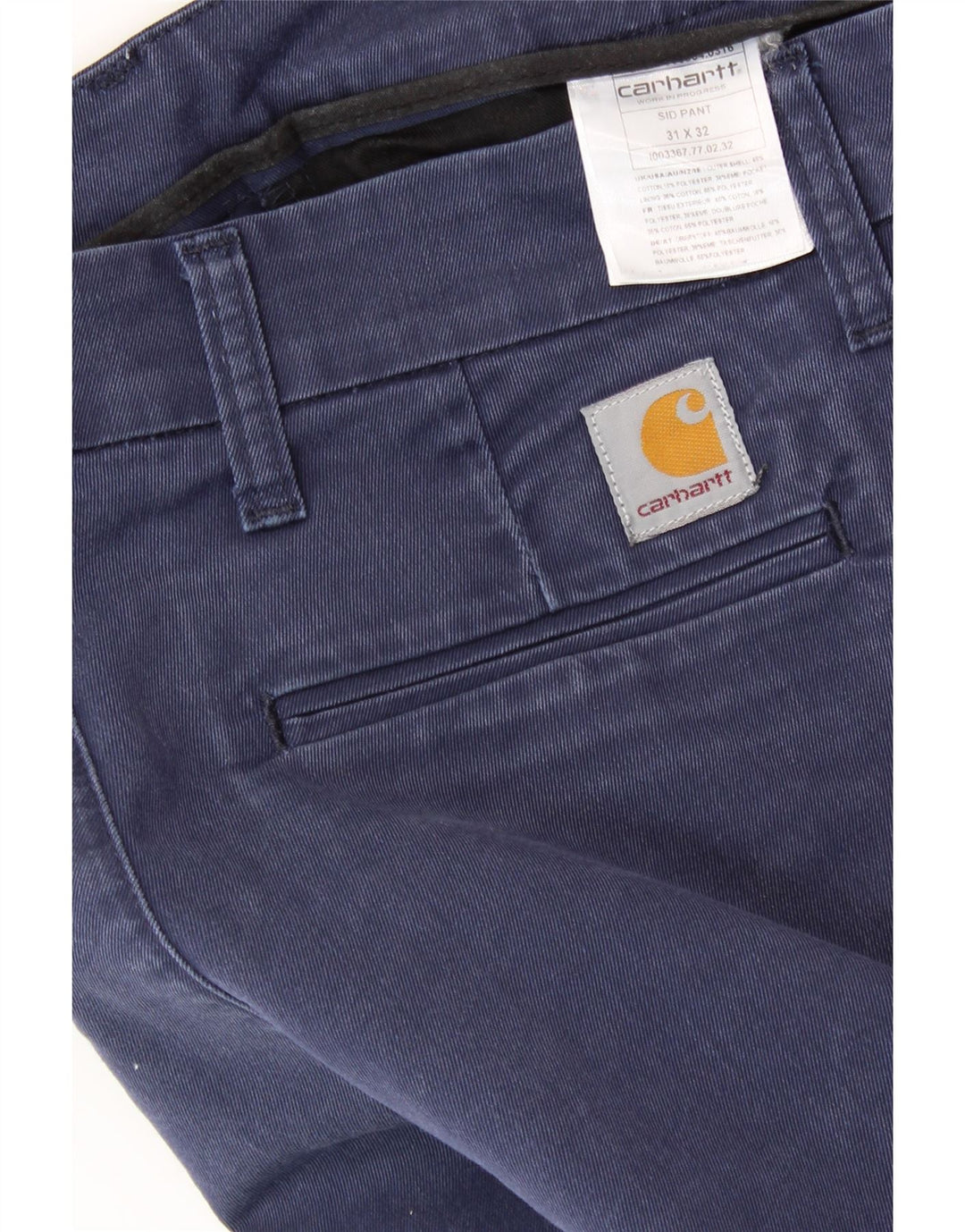 Pantaloni chino dritti Sid da donna CARHARTT W31 L26 cotone blu navy