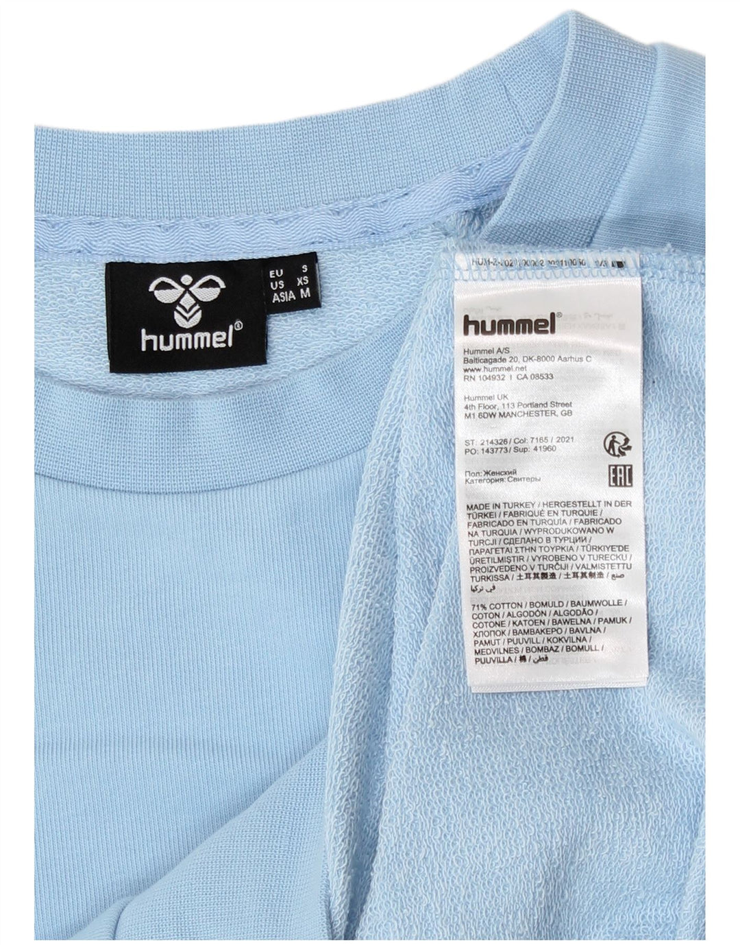 Felpa grafica da uomo Hummel, maglione piccolo in cotone blu