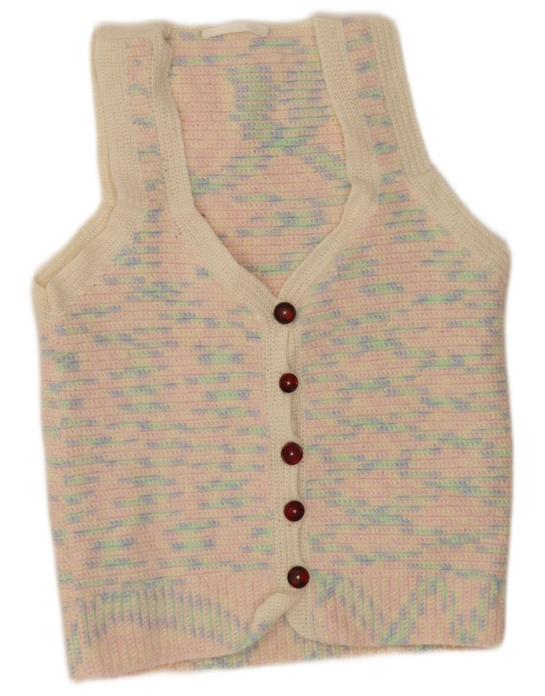 Maglione cardigan da donna vintage UK 14 medio multicolore screziato