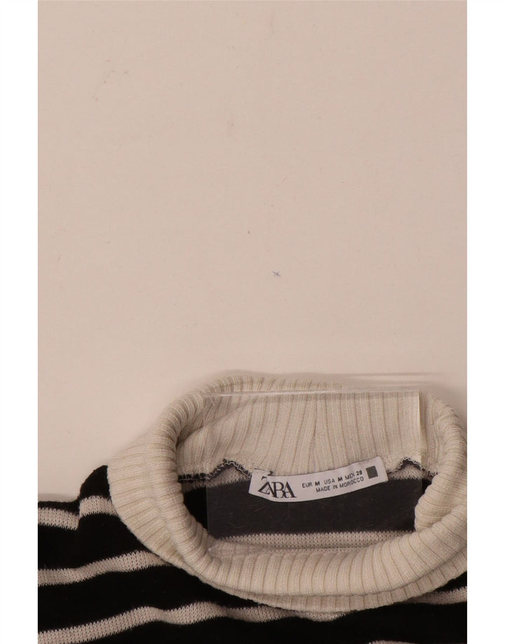 Maglione a collo alto da donna Zara UK 14 a righe nere medie