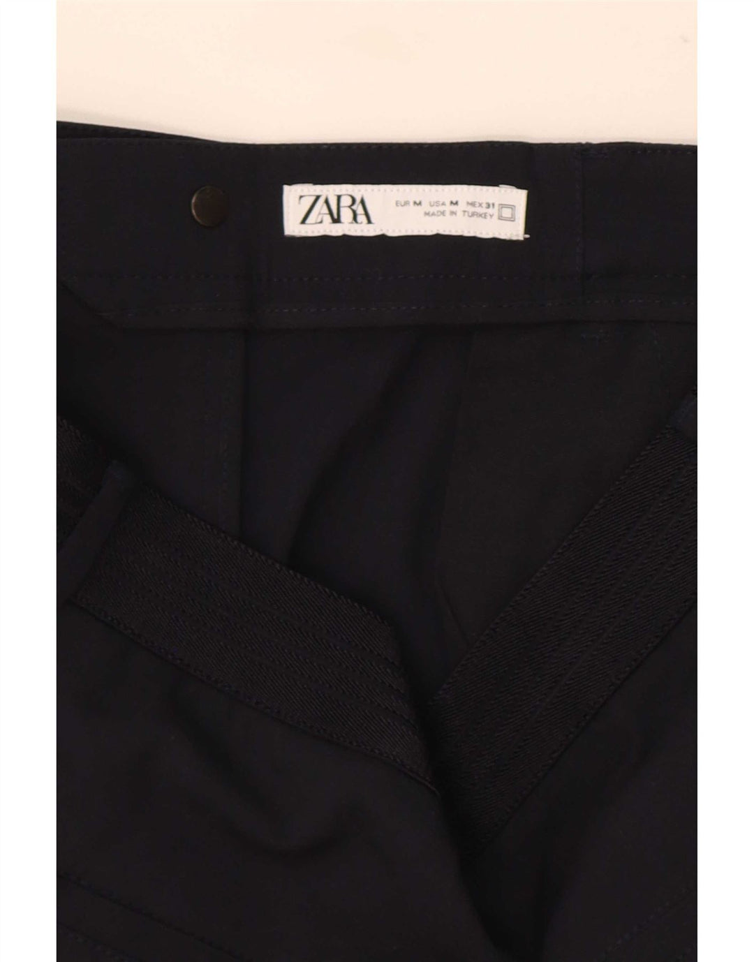Pantaloni da abito dritti da donna Zara medi W30 L30 poliestere blu navy