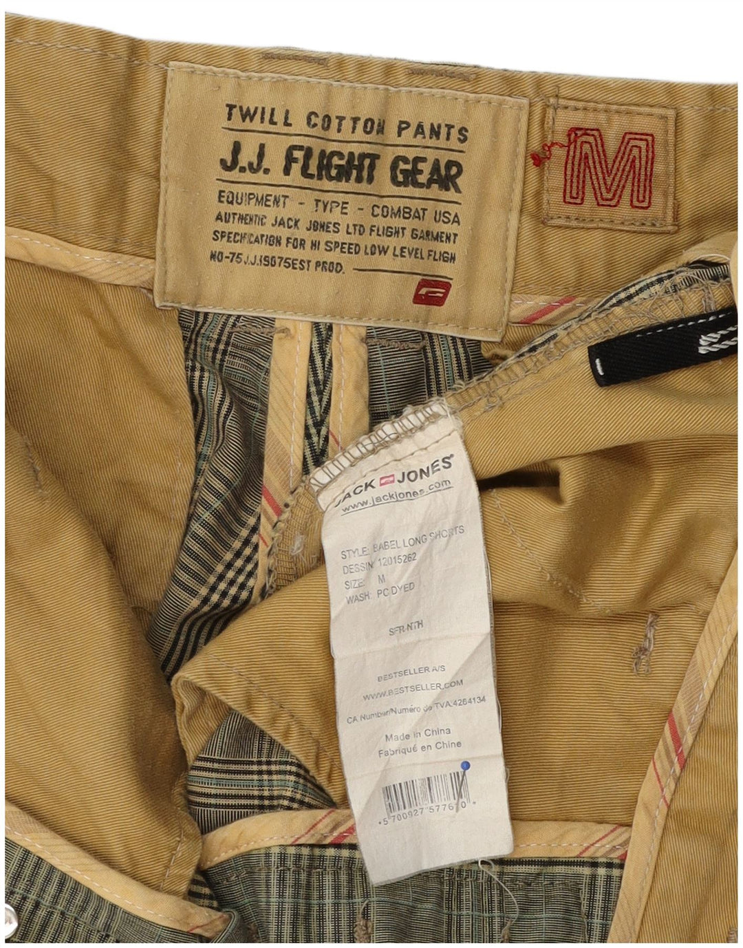 Pantaloncini chino da uomo Jack & Jones medi W32 in cotone a quadri kaki