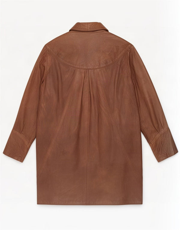 Cappotto vintage in pelle di pipistrello da donna UK 16 grande marrone