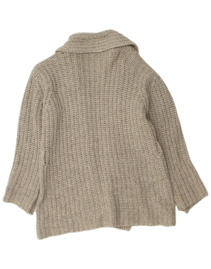 Maglione cardigan aperto da donna Benetton UK 14 Lana grigio medio