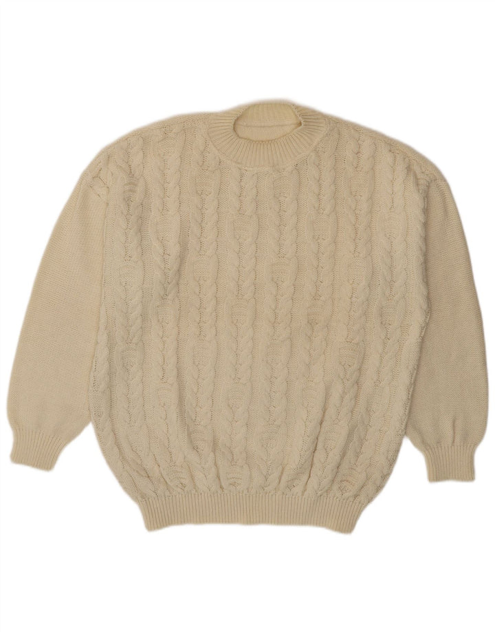 Maglione maglione girocollo da uomo vintage grande beige