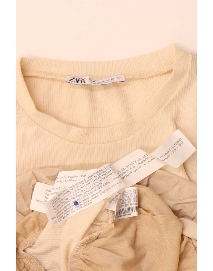 Top Zara da donna a maniche lunghe UK 12 Poliestere beige medio