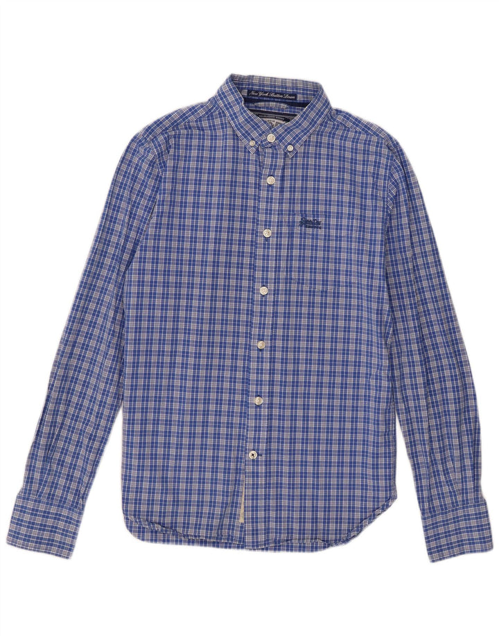 Camicia da uomo Superdry in cotone a quadri blu medio