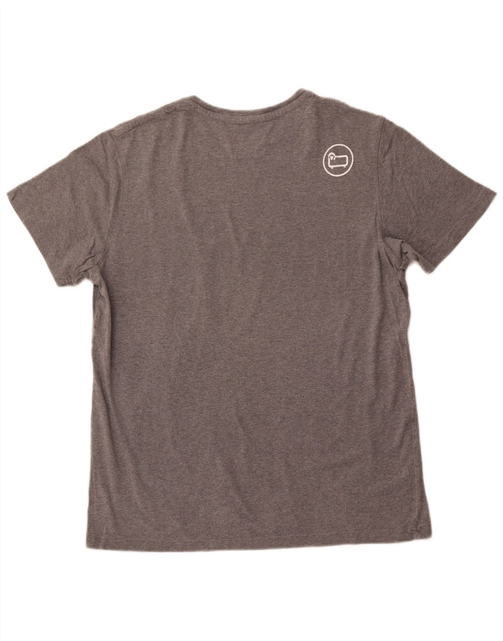 WOOLRICH T-shirt grafica Penn-Rich da donna UK 14 Large Grey Flecked