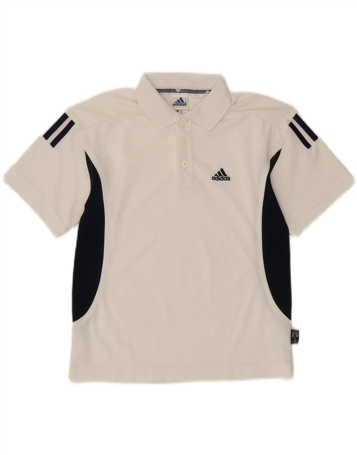 Polo Adidas Climalite da ragazzo, 7-8 anni, in poliestere color block bianco
