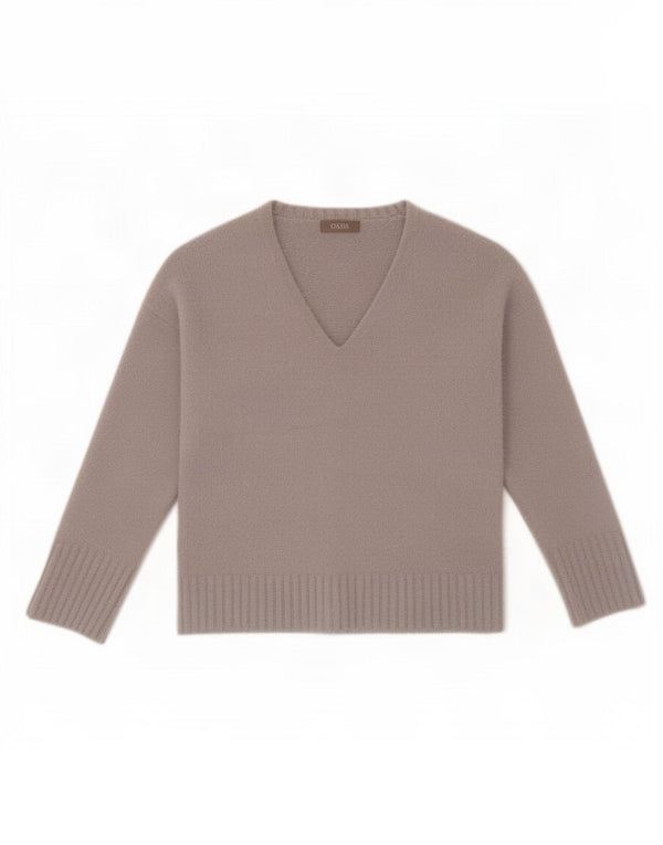 Maglione maglione oversize con scollo a V da donna Oasis UK 10 Small Grigio Poliammide
