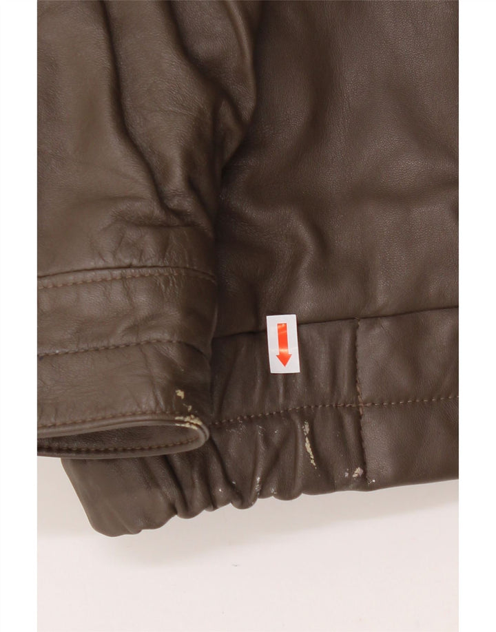 VINTAGE Mens Sherpa Leather Jacket UK 44 2XL Brown Leather Vintage Vintage and Second-Hand Vintage from Messina Hembry 
