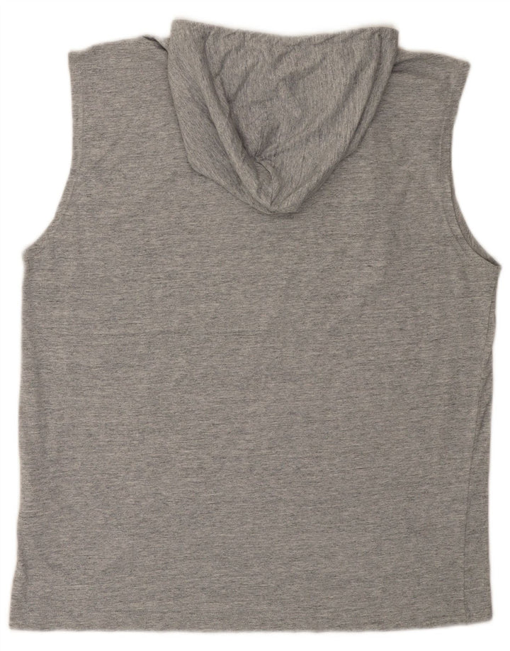 Canotta grafica da uomo con cappuccio Champion, grande in cotone grigio