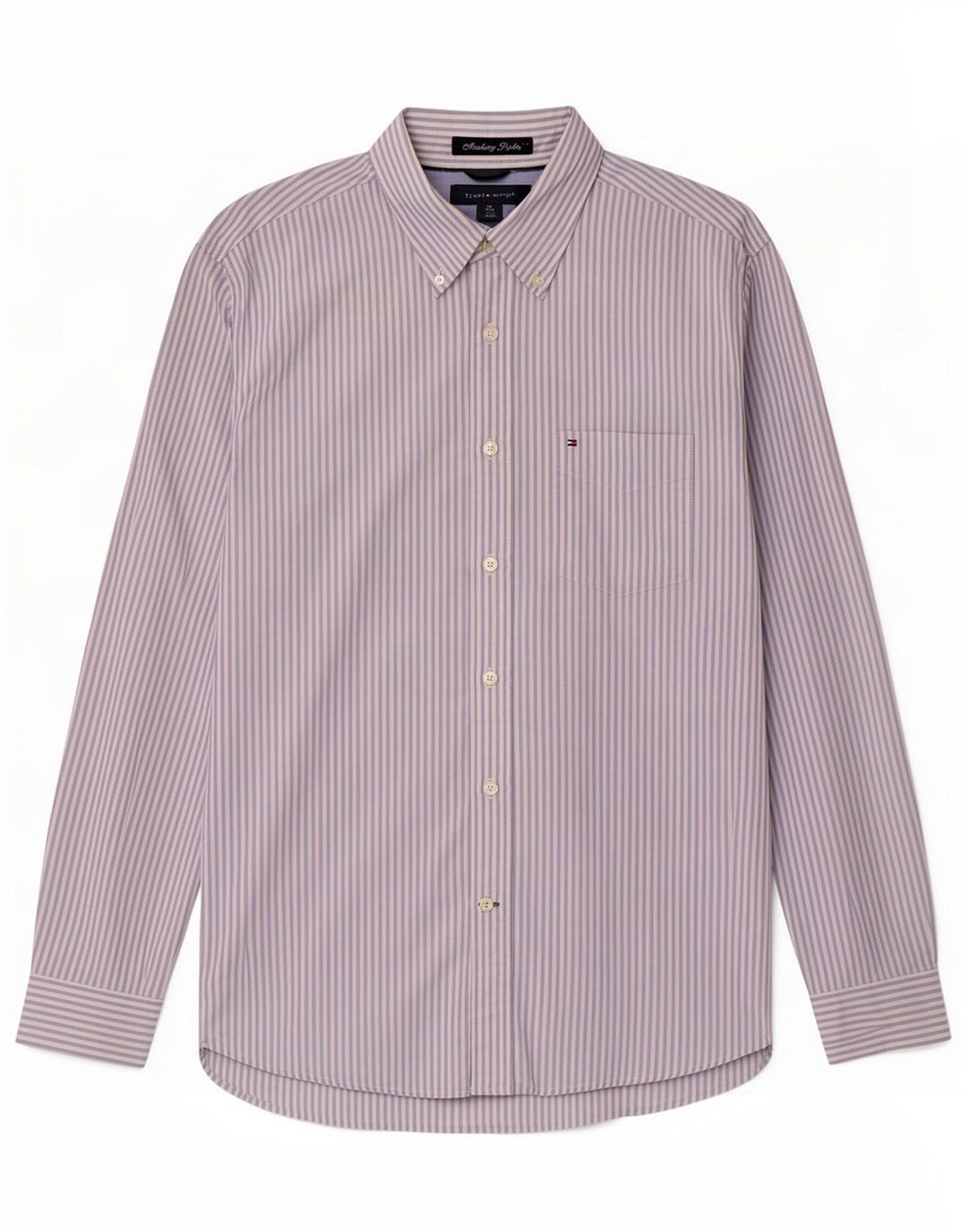 Camicia da uomo Tommy Hilfiger in cotone gessato blu medio