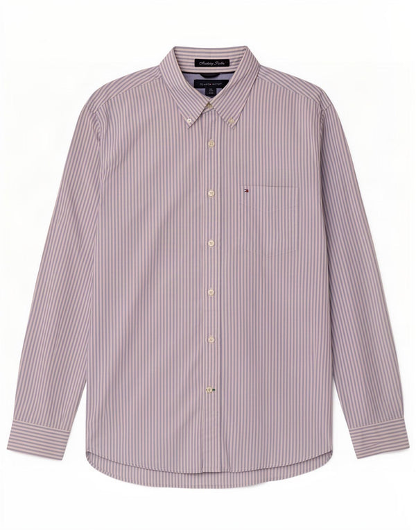 Camicia da uomo Tommy Hilfiger in cotone gessato blu medio