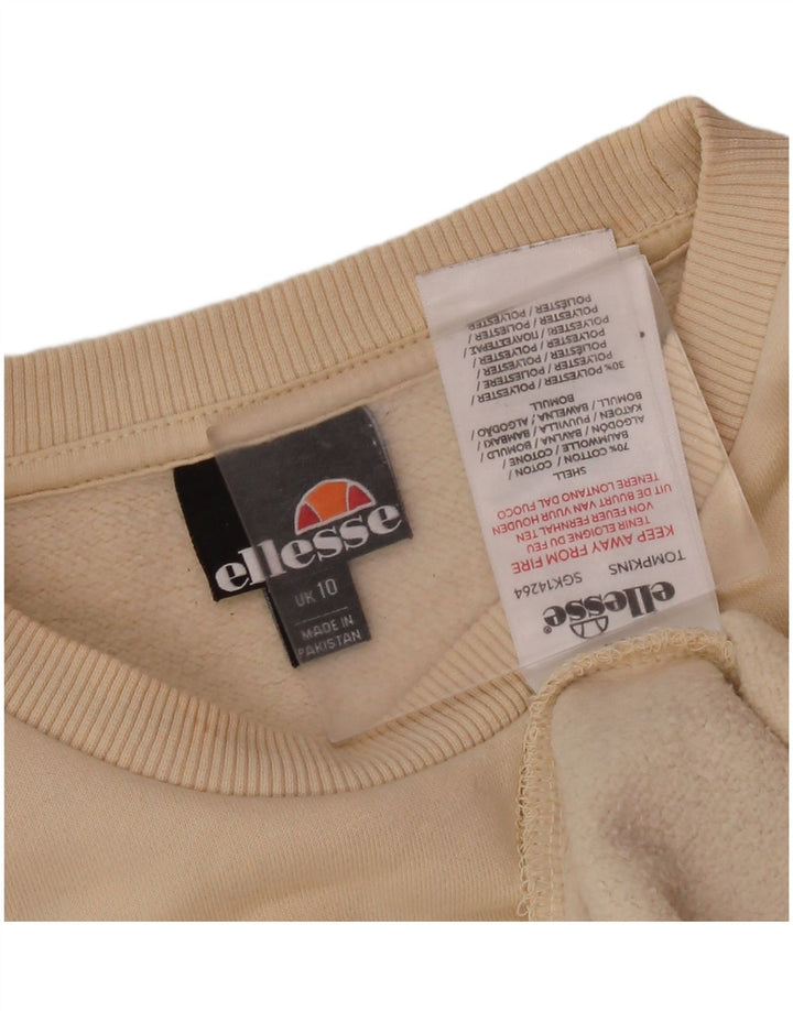 ELLESSE Felpa oversize con grafica da donna UK 10 Small Beige