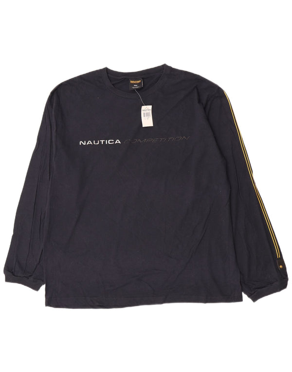 Top grafico da uomo Nautica manica lunga 2XL cotone a righe blu navy