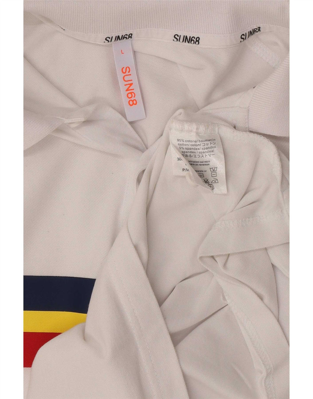 Polo da uomo Sun68 in cotone a righe grandi bianche