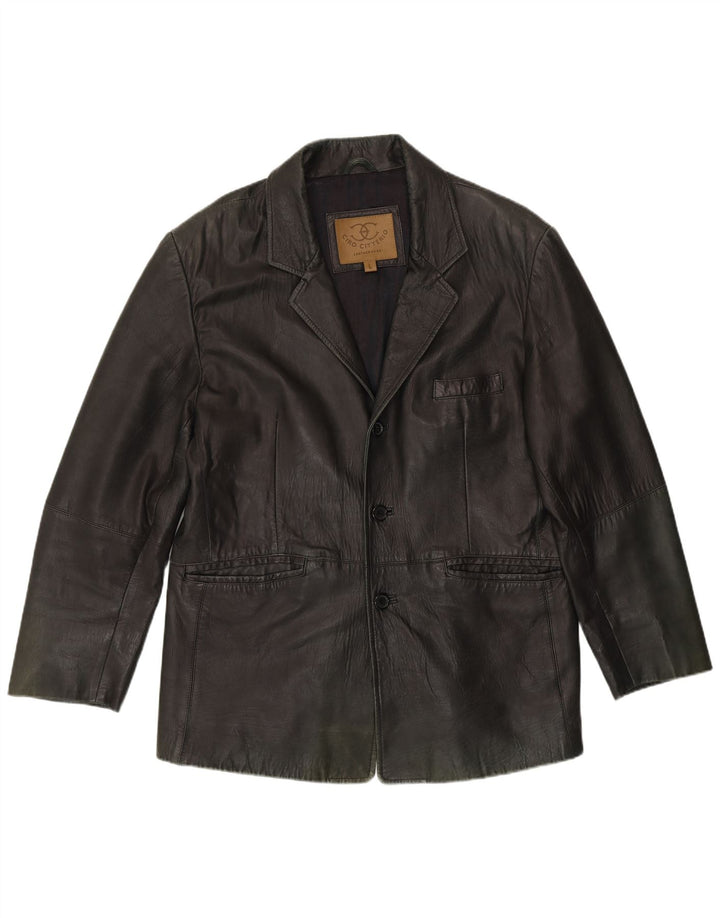 Ciro Citterio Giacca blazer in pelle da uomo a 3 bottoni UK 40 Grande pelle verde