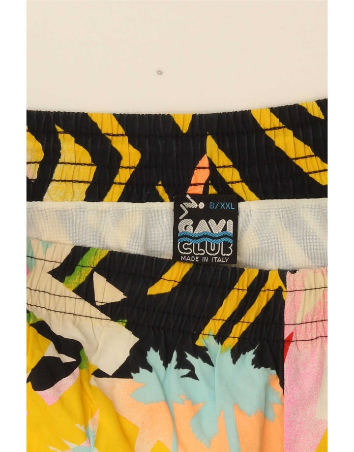 Pantaloncini da bagno vintage da uomo 2XL in cotone geometrico multicolore